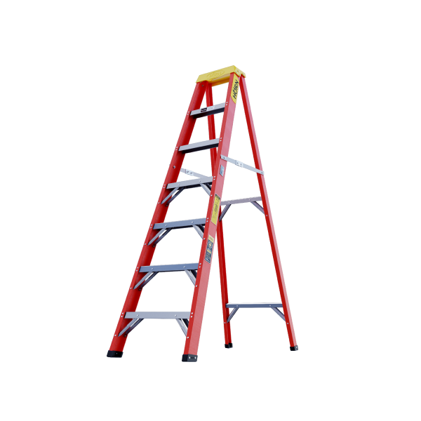 ESCALERA TIJERA 7 PASOS FIBRA DE VIDRIO