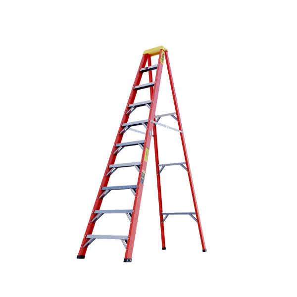 ESCALERA TIJERA 10 PASOS FIBRA DE VIDRIO
