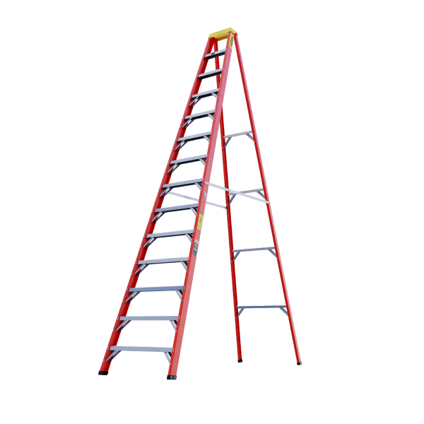 ESCALERA TIJERA 14 PASOS FIBRA DE VIDRIO