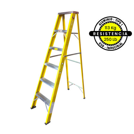 Escalera de Tijera en Fibra de Vidrio Fanes - 6 Peldaños